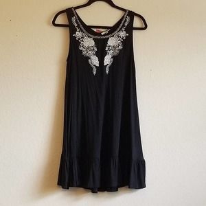 Black Embroidered Mini Sundress
